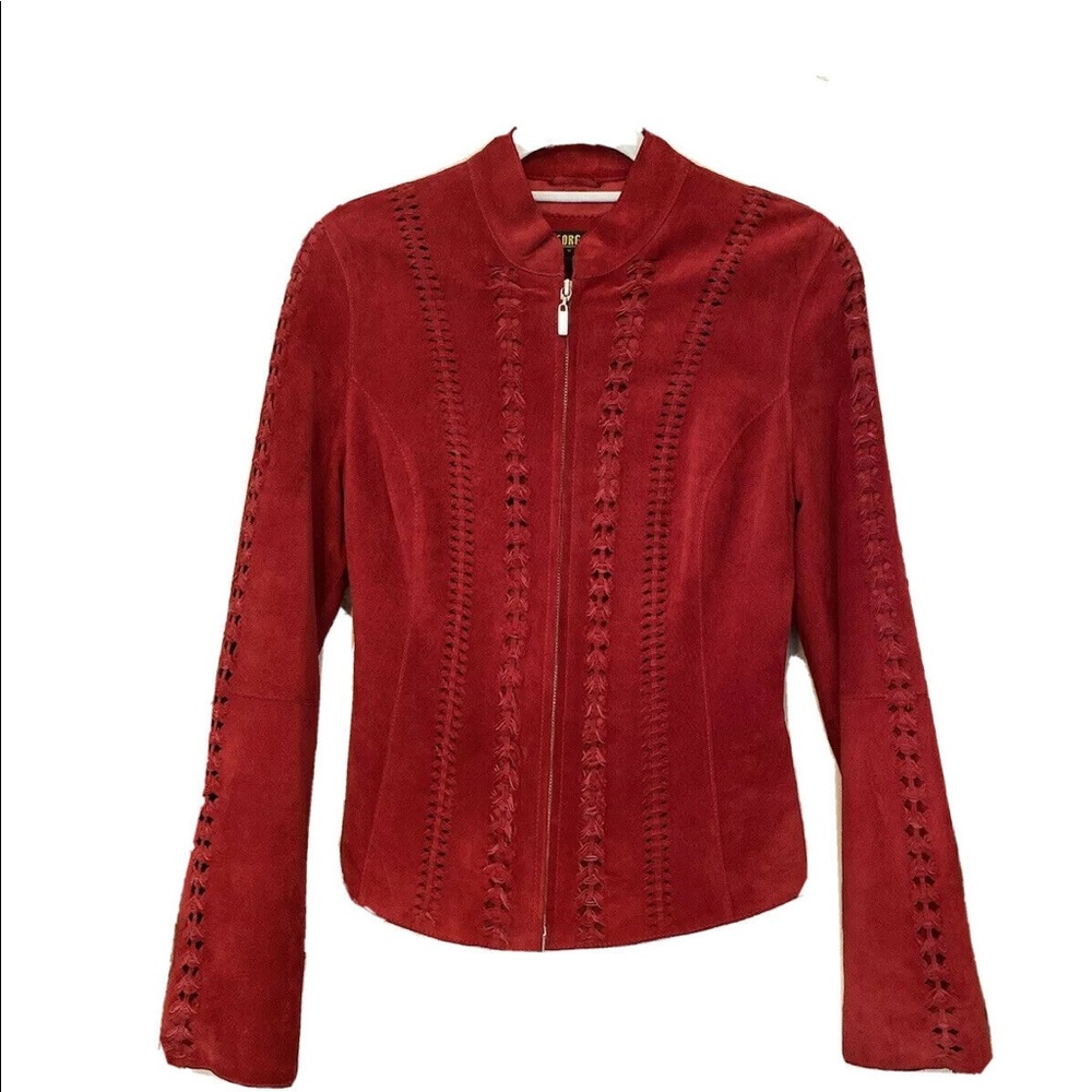 Georgiou Studio Red Leather Suede Jacket